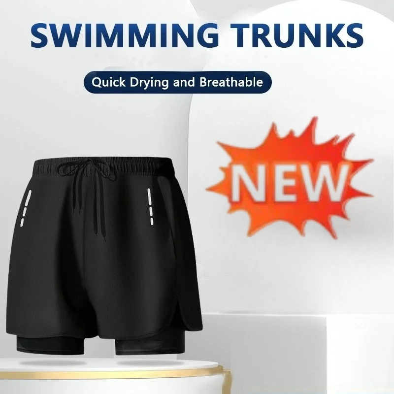 Swim Trunk Quick Dry - Erkekler için 2'si 1 arada, hızlı