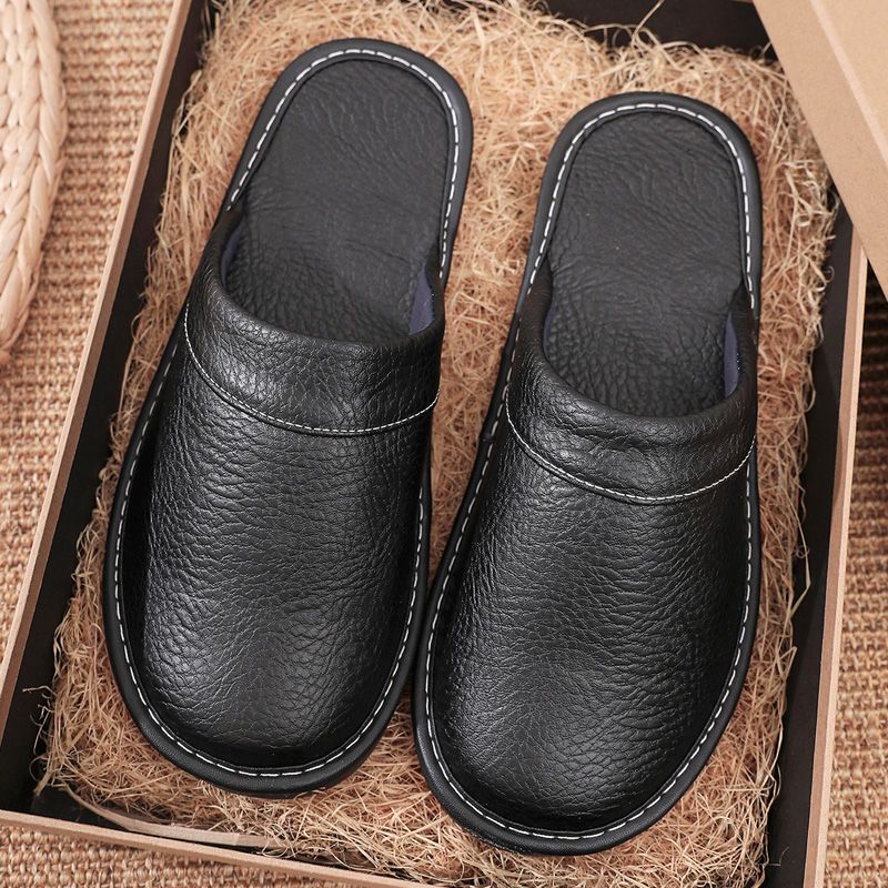 Flip Flop Leather Men - Ev Deri Terlikleri Erkek ve Kadın