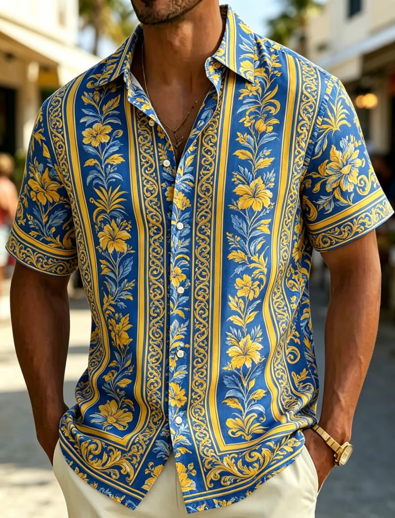 Erkek Kısa Kollu Gömlek Yaka D - Resort Shirt Floral incelemesi ve fiyatı