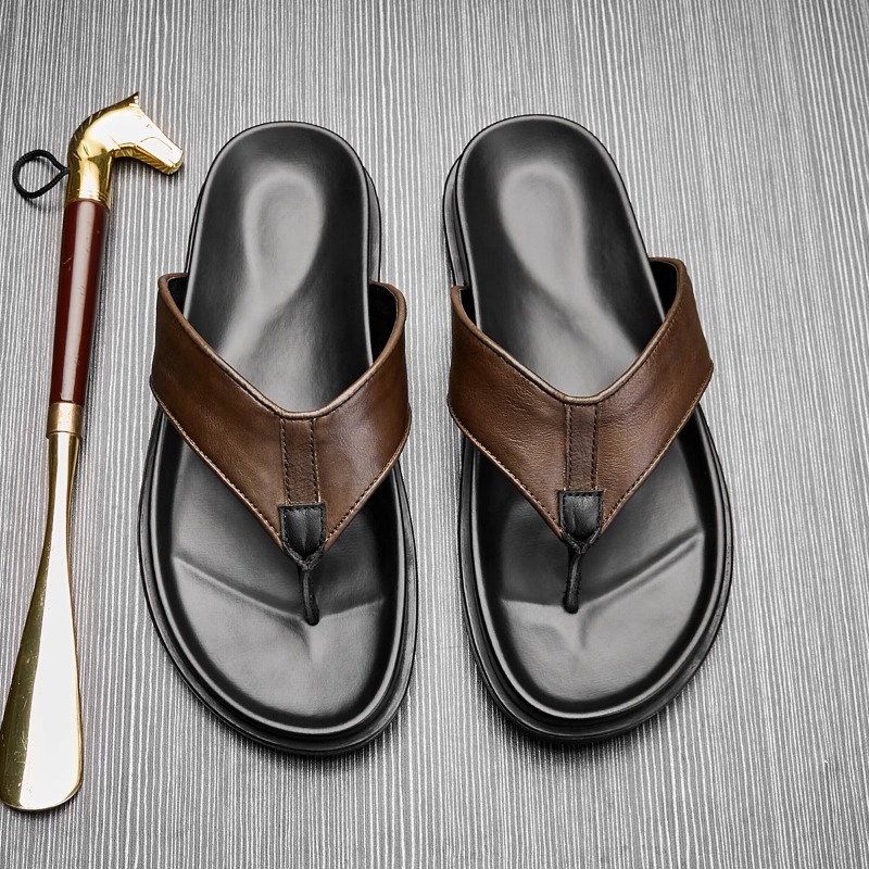 2026 Yaz Yeni Erkek Hakiki Der - Flip Flop Leather Men incelemesi ve fiyatı